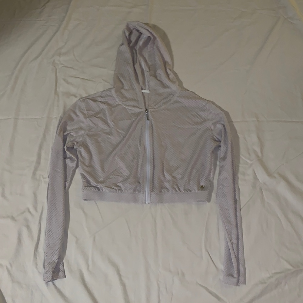 Mesh hooded zippered jacket, cropped
